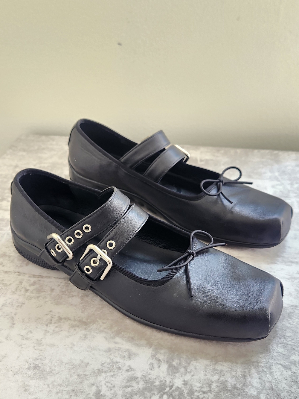 Open YY Womens Buckle Ballet Flats EU 38 US 7.5 Black Punk Rock Whimsgoth